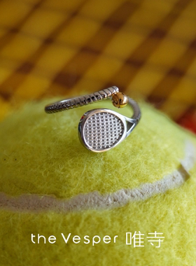 Tennis/Vesper原创网球拍尾戒女S925纯银精致可调节指环生日礼物