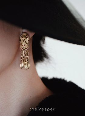 Lily/Vesper原创金色好运铃兰流苏耳饰女高级感耳夹耳钉新年礼物