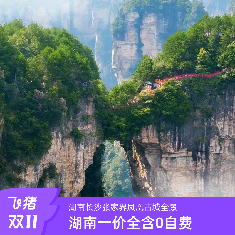 湖南长沙张家界旅游天门山森林公园玻璃桥黄龙洞芙蓉镇凤凰6天5晚