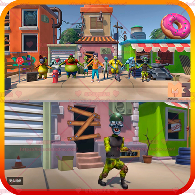 Unity 3d卡通僵尸模型游戏动画角色怪物动作Cartoon Zombies Pack