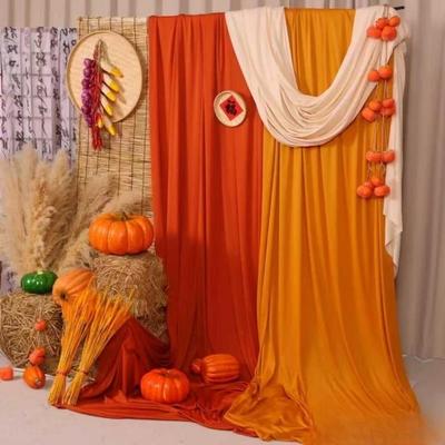 幼儿园秋季环创场景布置桔色黄色布幔美德色系晒秋收挂拉布装饰布