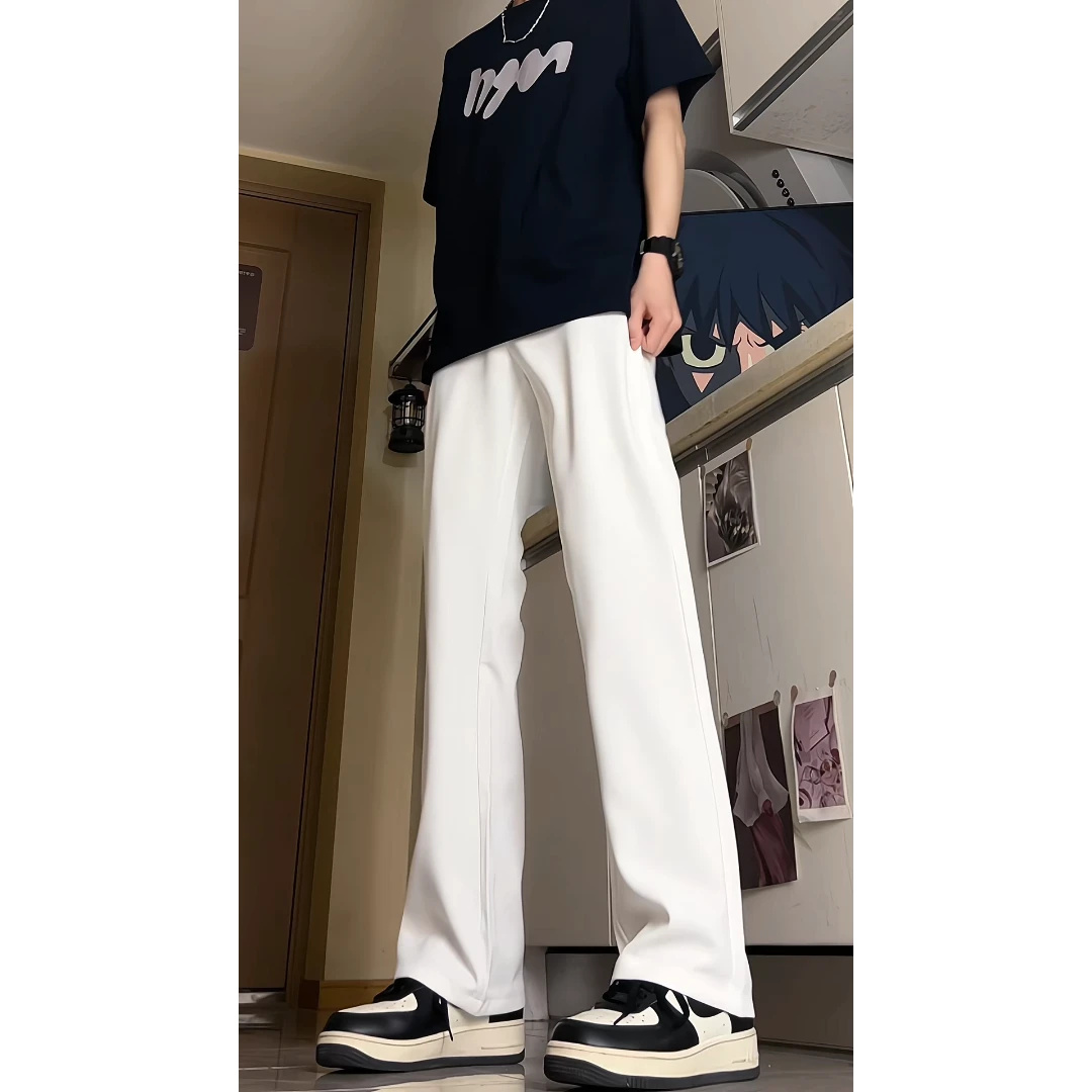 cleanfit白色西裤男春季潮牌痞帅高级感垂感西装裤子直筒微喇长裤