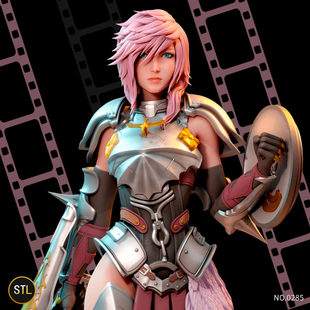 最终幻想闪电骑士3D打印模型人物摆件带底座雕像STL有分件