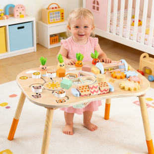 宝宝多功能游戏桌早教形状配对积木启蒙认知感官幼儿童益智玩具桌