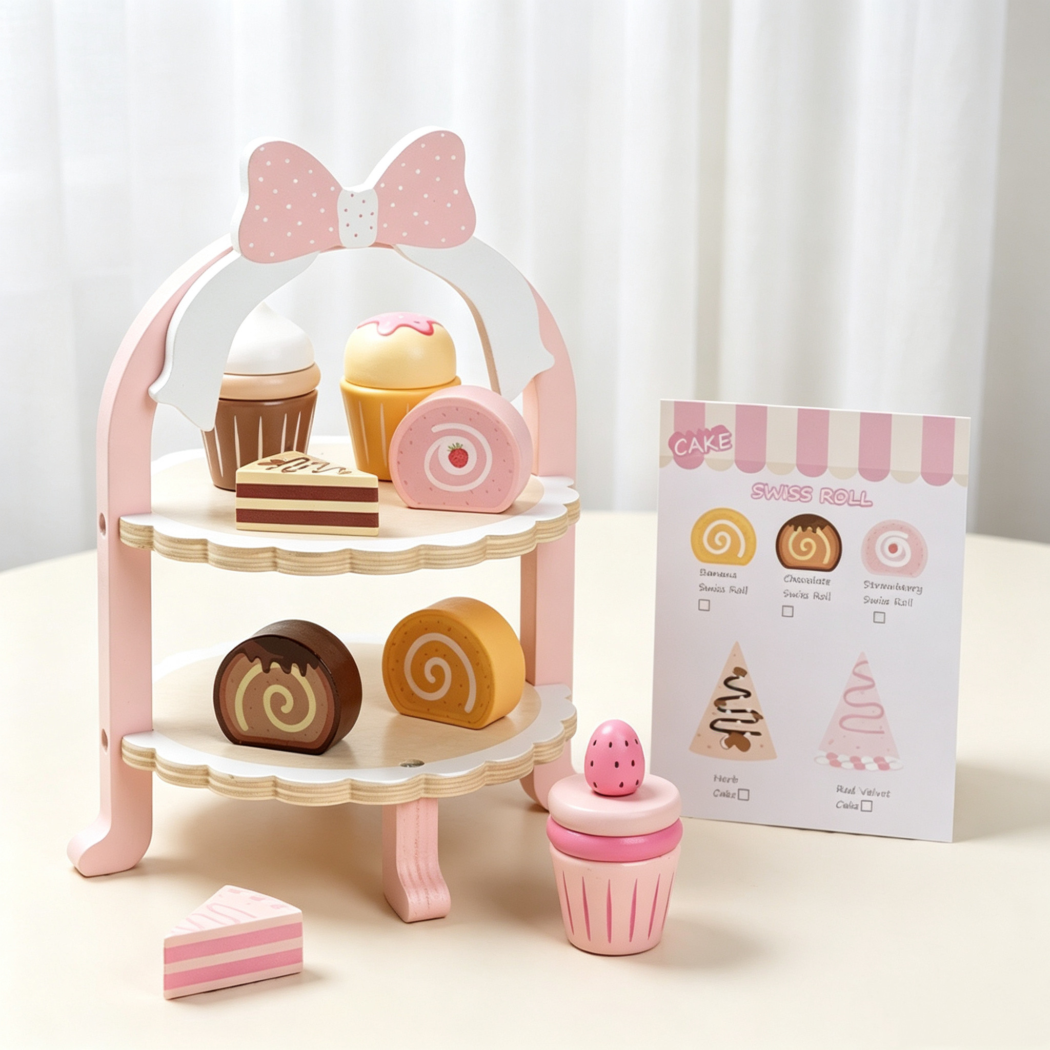 木质甜品架过家家玩具角色扮演