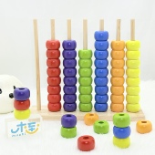 儿童趣味木制串珠颜色对对碰教具珠子专注力训练宝宝益智玩具桌游