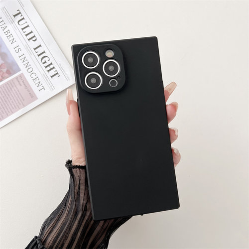 直角边方块形肤感喷油适用于iphone16手机壳15proMAX镜头全包17air苹果13简约磨砂12硅胶套14plus防摔8潮牌女