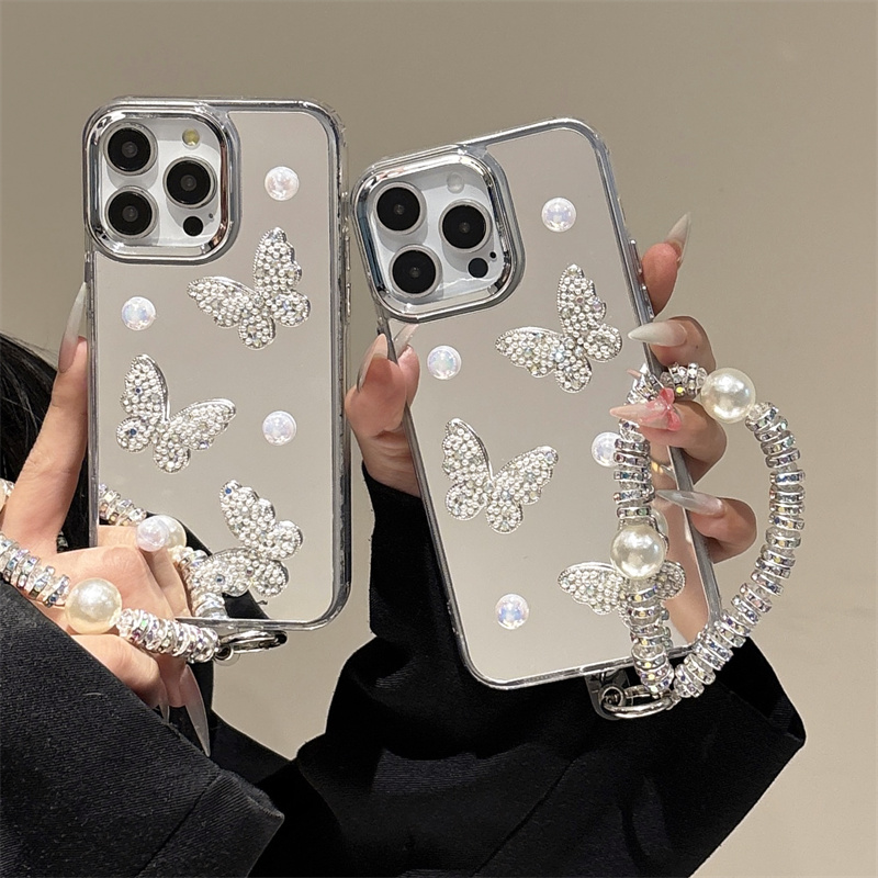 MOTOG85镜面珍珠水钻蝴蝶手机壳