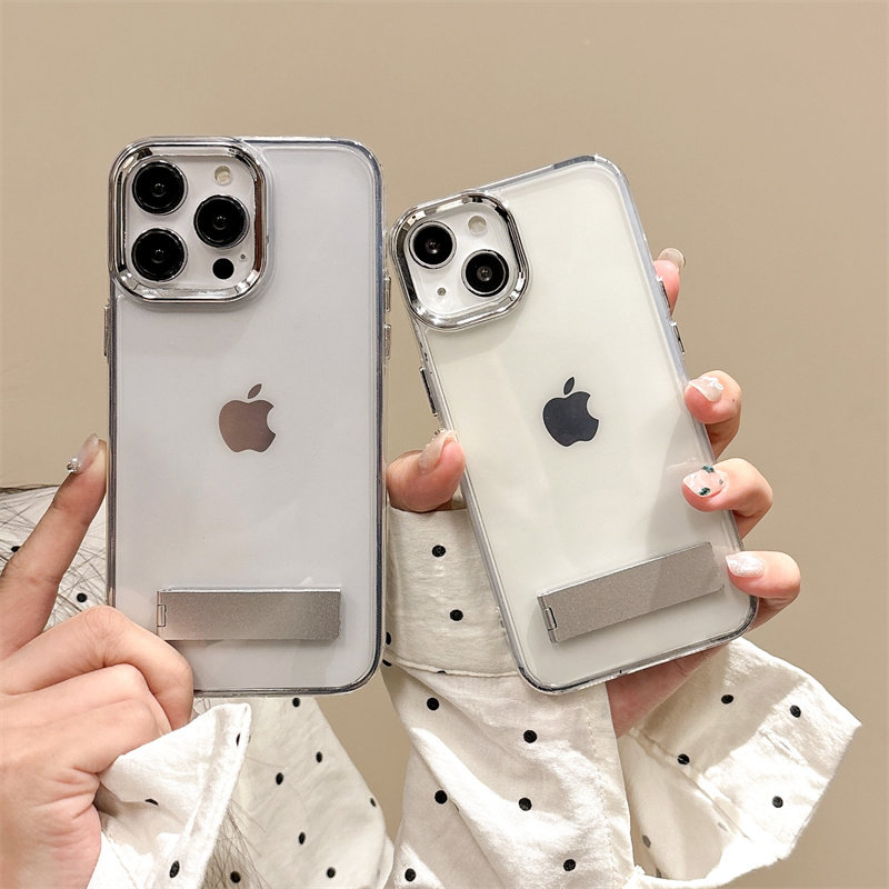 简约金属折叠支架适用三星S24Ultra手机壳S23FE电镀镜头圈S21+pro透明A71硅胶保护套A54个性A33高档A05防摔女