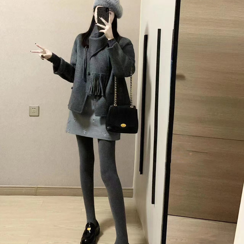 秋冬季穿搭一整套高级感御姐轻熟名媛气质小香风毛呢外套裙子套装
