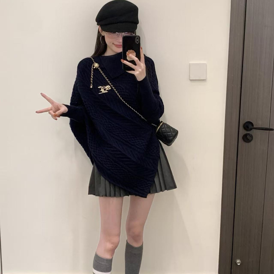 韩系独特设计感毛衣裙子两件套装