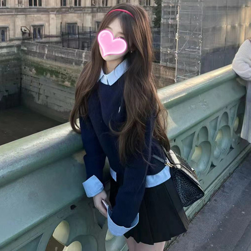 入秋搭配一整套韩系穿搭小个子学院风设计感假两件毛衣裙子套装女,女装/女士精品,连衣裙,淘宝优惠券,粉丝福利购,淘宝优惠卷