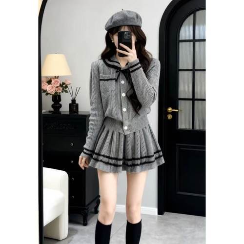 小香风毛衣裙子两件套装