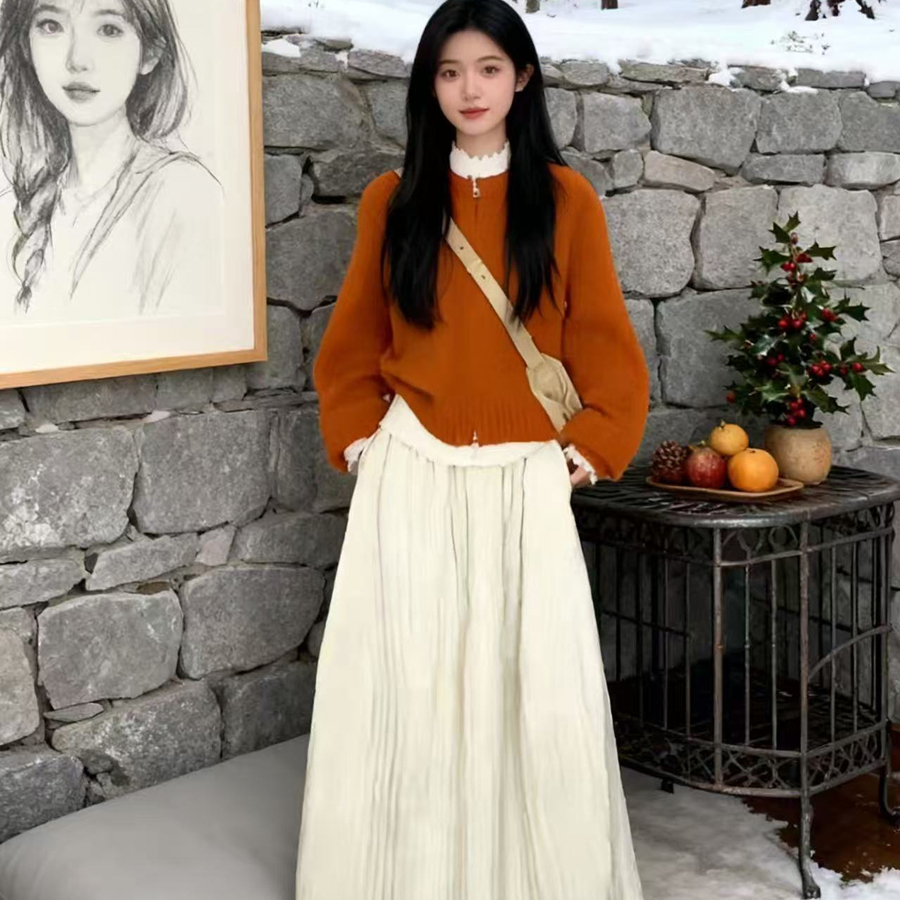 超好看毛衣裙子两件套装