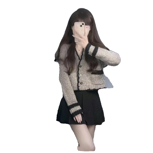 早秋季韩剧穿搭小个子温柔系炸街奶乖学院风毛衣百褶裙两件套装女