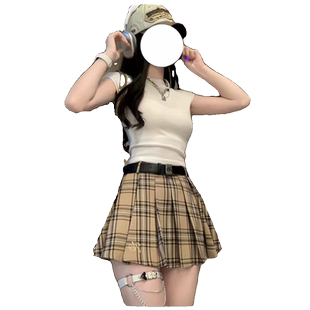 夏装搭配一整套甜酷美式辣妹纯欲高级感学院风上衣裙子两件套装女