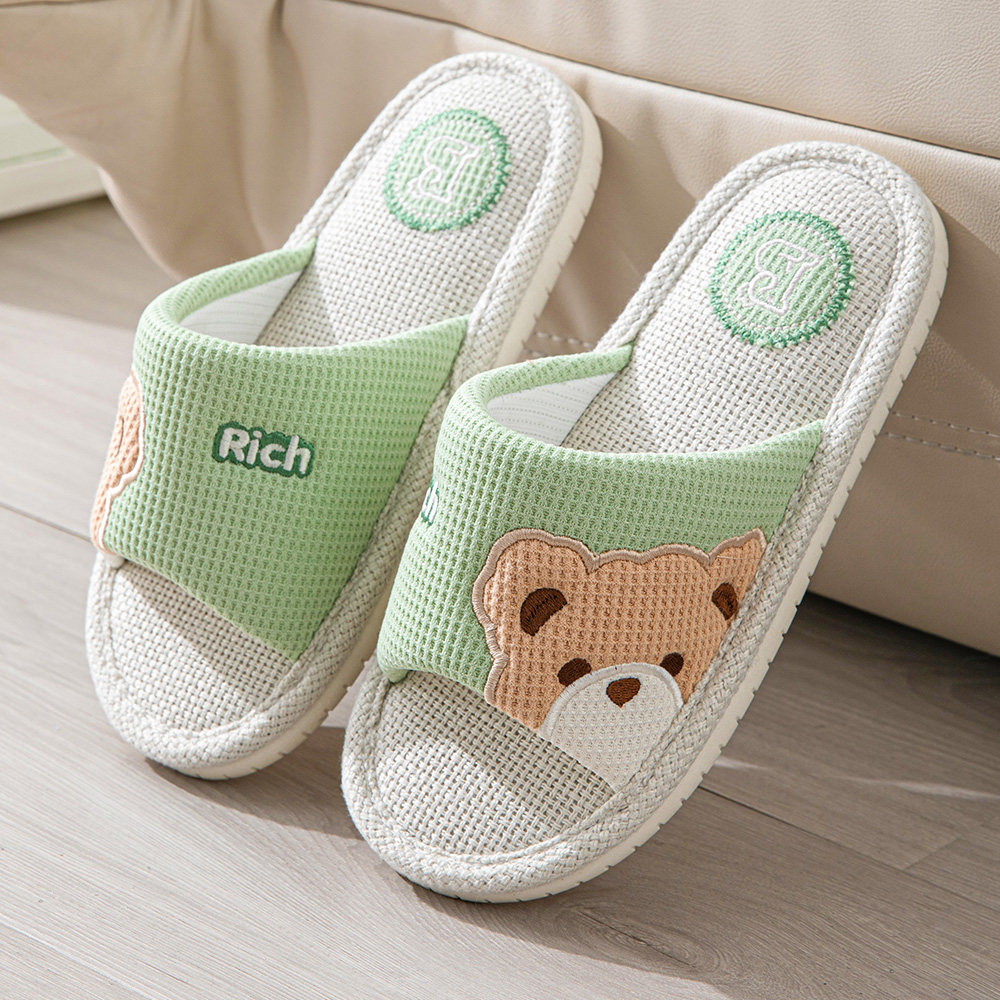 儿童拖鞋亚麻男童女童室内防滑居家棉麻透气吸汗棉麻防滑亲子拖鞋