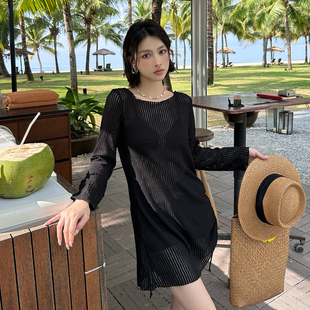 分体泳衣女高级感大码 长袖 显瘦泡温泉海边度假游泳衣 爆款 2025新款