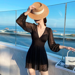 女孩连体裙式 胖mm遮肚显瘦200斤保守2023新款 泡温泉 泳衣女款 大码