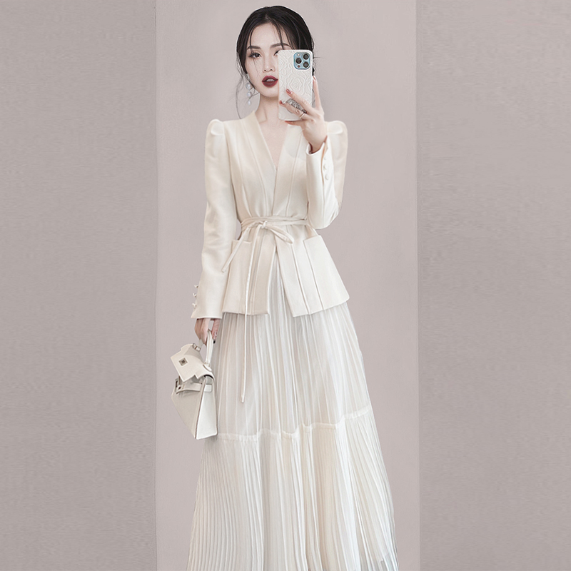 御姐高级感网纱半身裙两件套2023秋冬新款女气质名媛小香风套装裙