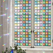 法式 饰卫生间透光不透明人浴室防偷窥窗户贴膜 玻璃贴纸复古彩绘装