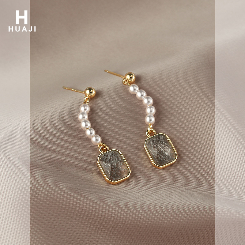 Floral jewelry jewelry niche design pearl earrings women's long temperament literary earrings 2025 new trendy stud earrings