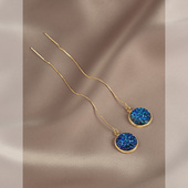 花迹恋夏炫彩蓝色俏皮耳钉925银针ulzzang耳线耳饰浪漫少女耳环女