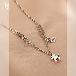 花迹小马吊坠项链女款 马上有钱锁骨链百搭马年生肖颈链 嘻哈个性