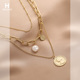 花迹巴洛克珍珠颈链女多层叠戴项链2026新款 小众锁骨链首饰潮 爆款