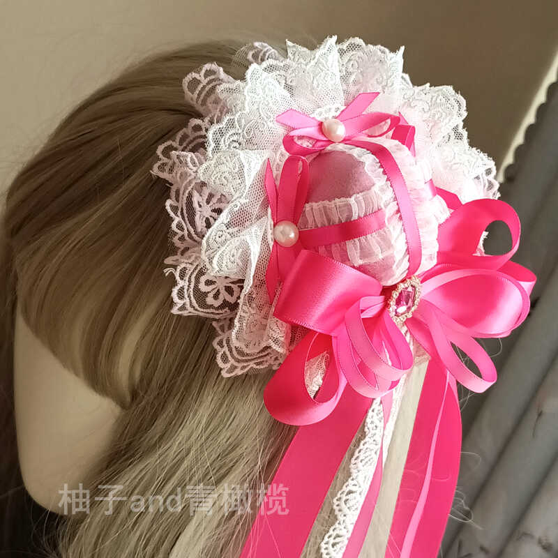 玫粉洛丽塔礼帽花丸lolita手作配饰废墟蔷薇 暗星之岛 板糖啵啵