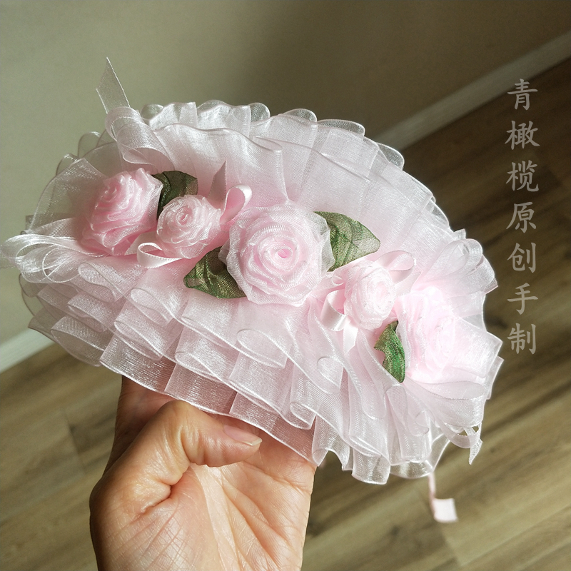 粉色洛丽塔发带头饰蔷薇玫瑰花lolita花丸花嫁发饰心情限定 doll-封面