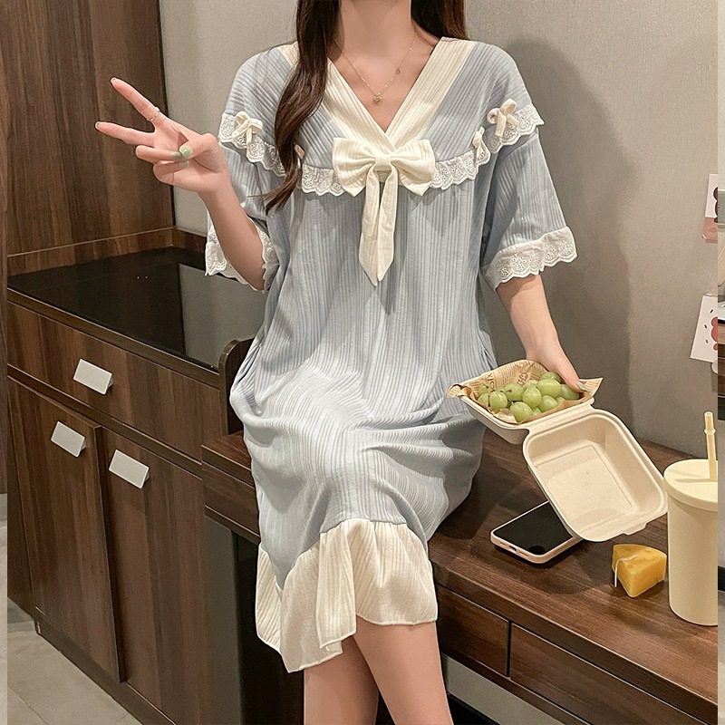 睡裙女夏季薄款2023年新款甜美可爱公主风女士长裙大码孕妇睡衣裙