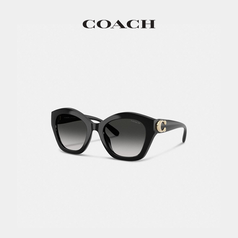 COACH/蔻驰女士加大号C字饰件大尺寸几何框太阳眼镜