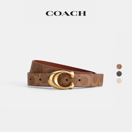 COACH/蔻驰女士SCULPTED C针扣双面腰带皮带配饰，25MM