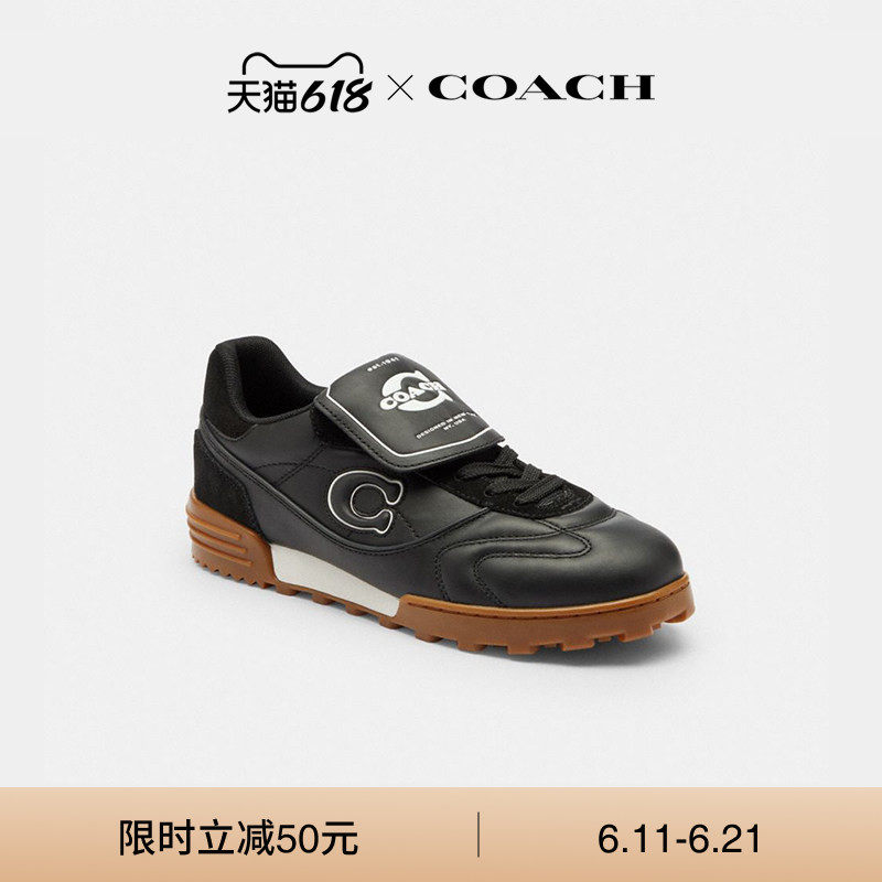 COACH/蔻驰女士MATCH运动鞋低帮翻盖德训鞋子气质休闲黑色