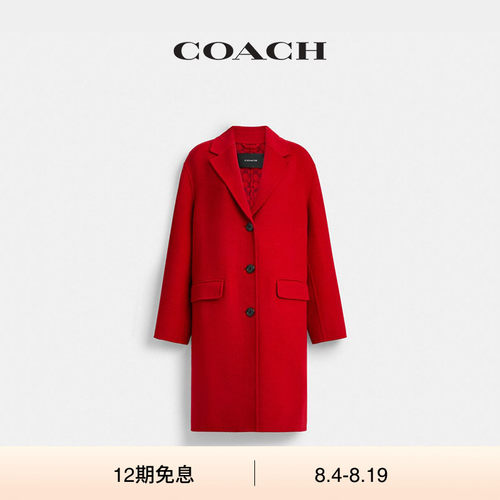 【礼物】COACH/蔻驰女士含羊毛单排扣双面大衣外套上衣
