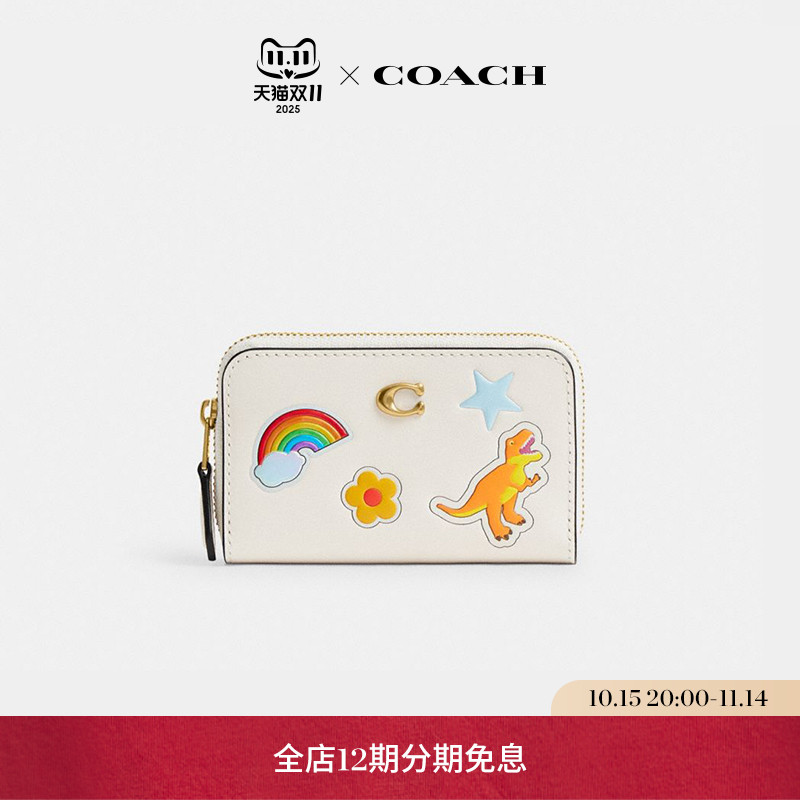 【新品】COACH/蔻驰女士贴纸印花ESSENTIAL小号环绕式拉链卡包