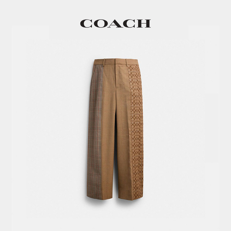 COACH/蔻驰女士COMBO格纹西裤长裤子休闲舒适宽松高级感