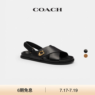 【新品】COACH/蔻驰女士SCULPTED C十字绑带凉鞋透气平底鞋子