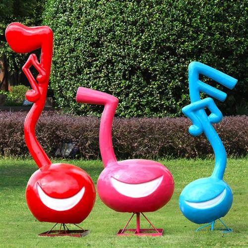 大型绿植音符雕塑户外玻璃钢音乐元素摆件艺术学校广场音乐厅美陈