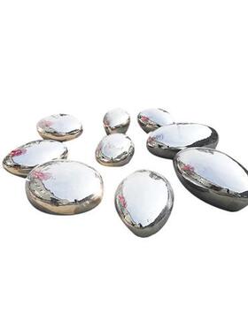 不锈钢椭圆鹅卵石雕塑摆件草坪蛋形几何石头水池水景镜面水滴坐凳