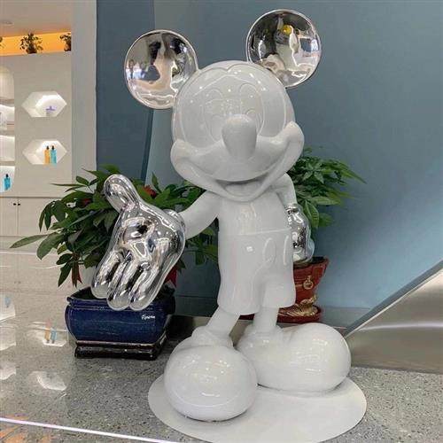 电镀米奇玻璃钢雕塑卡通人物动漫米老鼠米妮潮牌落地装饰大摆件