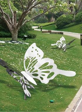 户外大型镜面不锈钢蝴蝶园林酒店草坪售楼处抽象创意雕塑摆件定制