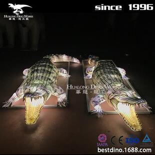 夜游彩灯花灯鳄鱼大型春节元宵节户外公园展览自贡灯会制作厂家