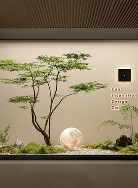 彷真绿色植物枫树假树景观鸡爪槭别墅天井茶室橱窗造景植物装饰摆