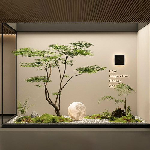 彷真绿色植物枫树假树景观鸡爪槭别墅天井茶室橱窗造景植物装饰摆