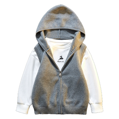 儿童马甲连帽拉链毛衣开衫外套