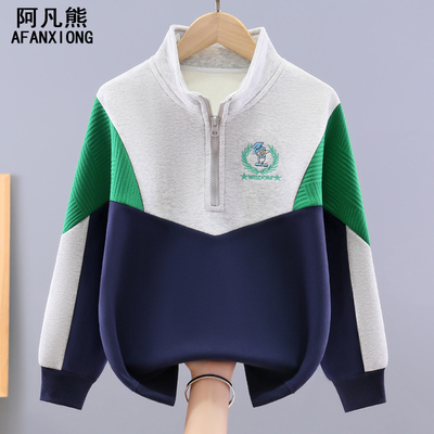 男童2025新款一体绒卫衣