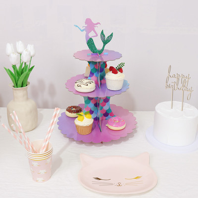 甜品台摆件展示架儿童生日布置婚礼摆台装饰一次性盘子装蛋糕架子