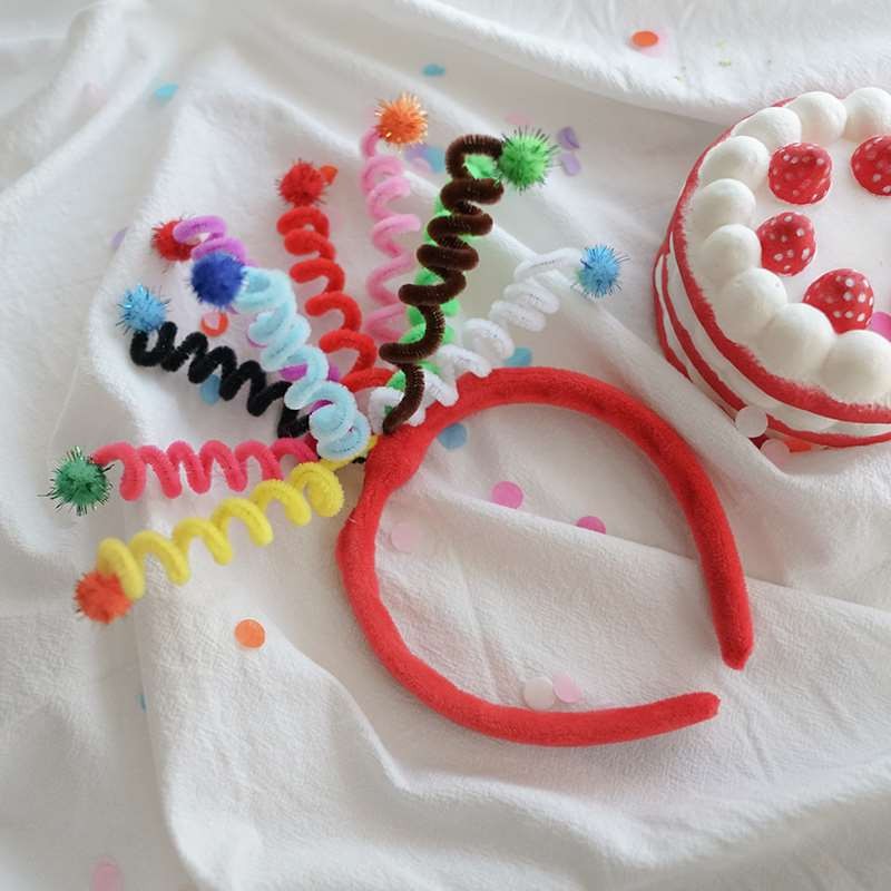 小红书卷卷弹簧头箍生日拍照道具